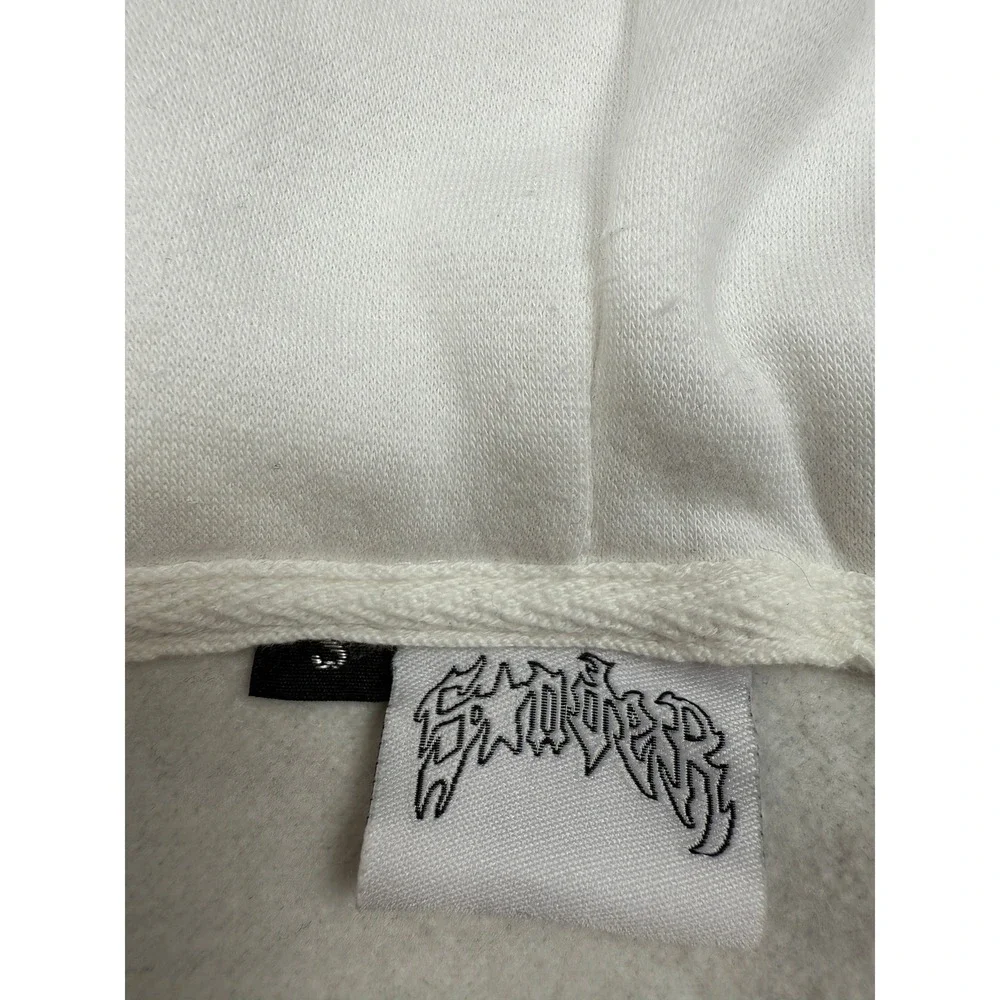 Spider Worldwide Y2K Full Zip Hoodine Face Mask Eyes White Pink Adult S Oversize